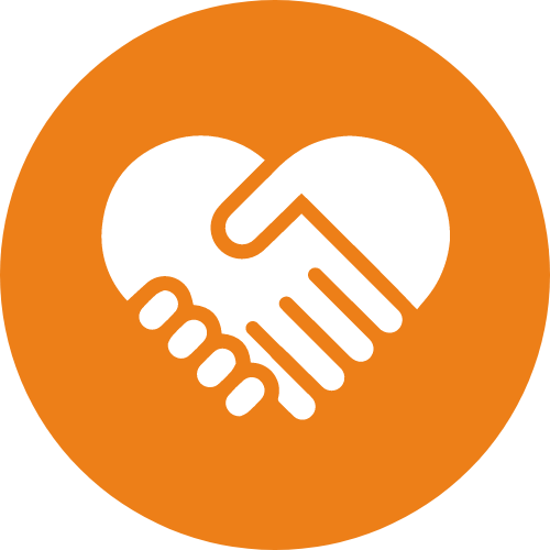 Cartoon icon of hands in love heart shape